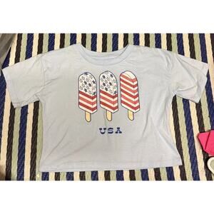 Mad Engine USA patriotic popcicle boxy tee XS 4/5